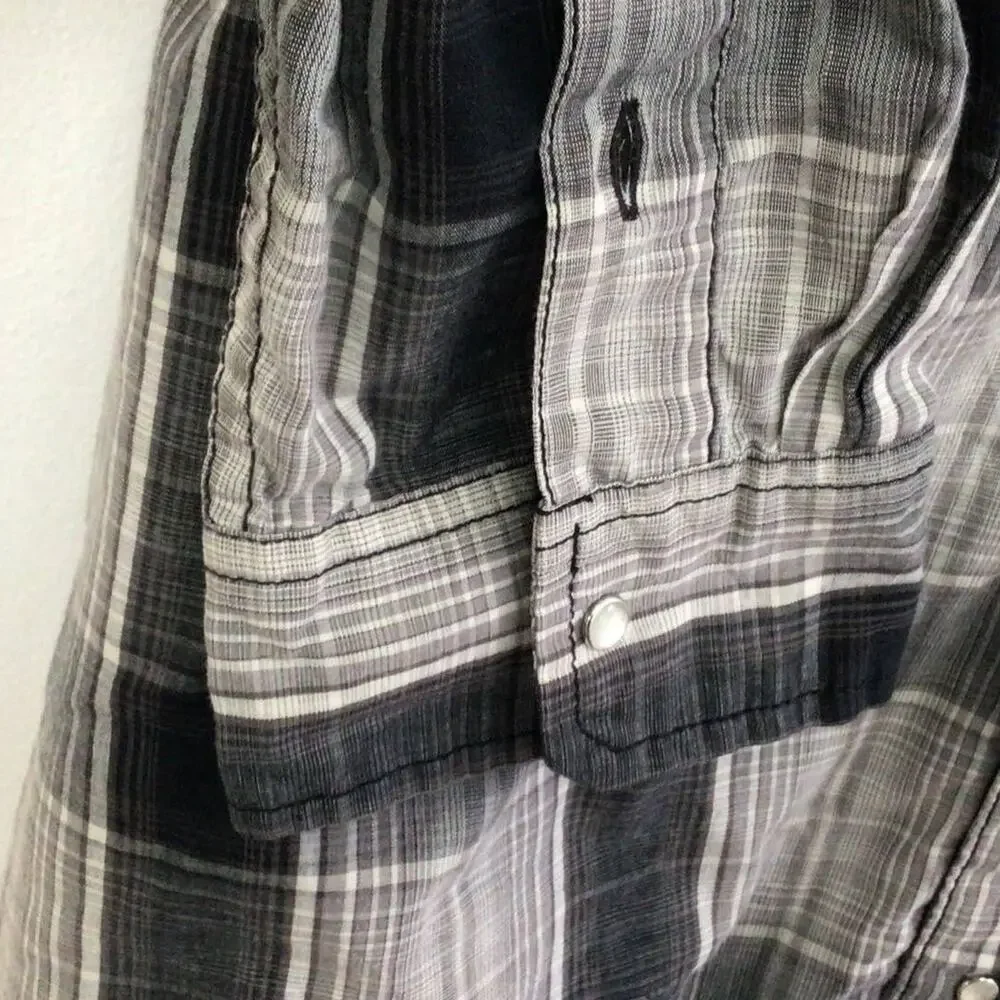Levi's Men's Western Pearl Snap Plaid Button Front Shirt Sz XXL
